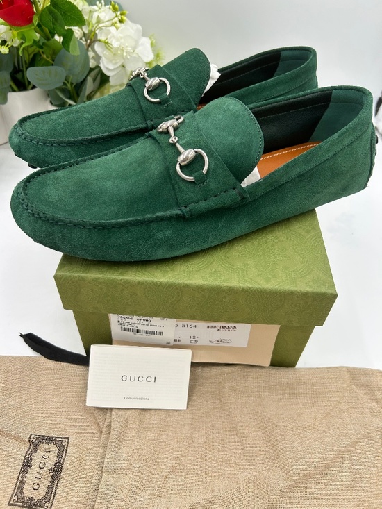 *************Men’s Gucci Suede horse bit driver loafers. Size 12.5 (fits 13 US.) main image 9